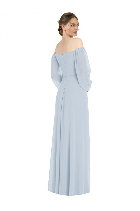 Buy Puff Sleeves Off the Shoulder Chiffon A-Line Formal Dress UK