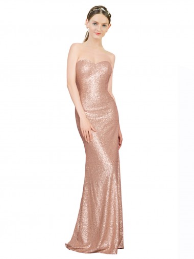 Buy Sleeveless Sweetheart Low Back Sequin A-Line Formal Dress UK