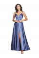 Buy Sleeveless Spaghetti Straps Low Back Silky Satin A-Line Black Tie Formal Gowns UK
