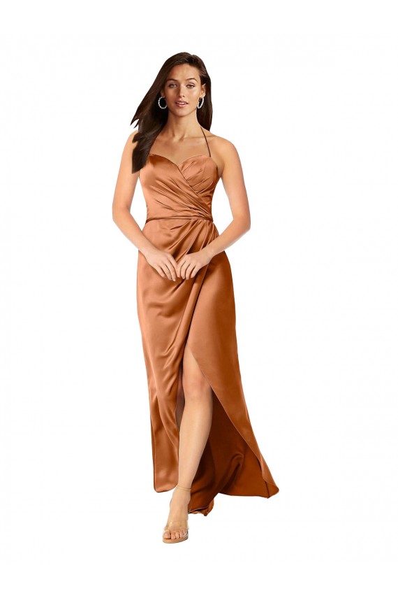 Buy Sleeveless Spaghetti Straps Low Back Silky Satin A-Line High Low Formal Dress UK