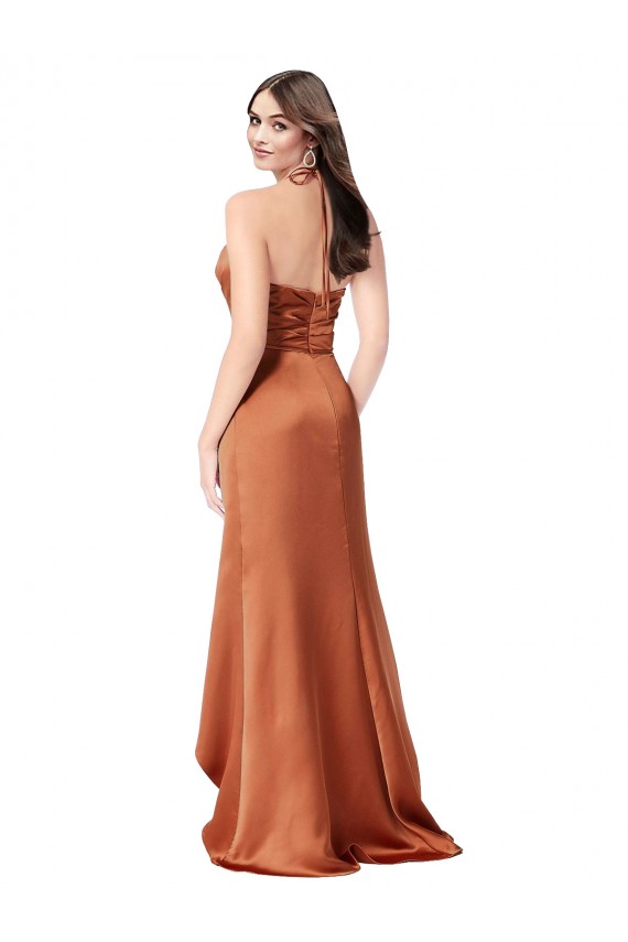 Buy Sleeveless Spaghetti Straps Low Back Silky Satin A-Line High Low Formal Dress UK