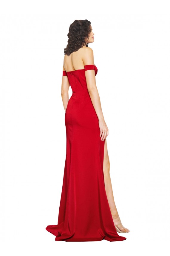 Buy Sleeveless Off the Shoulder Silky Satin A-Line Formal Dress UK