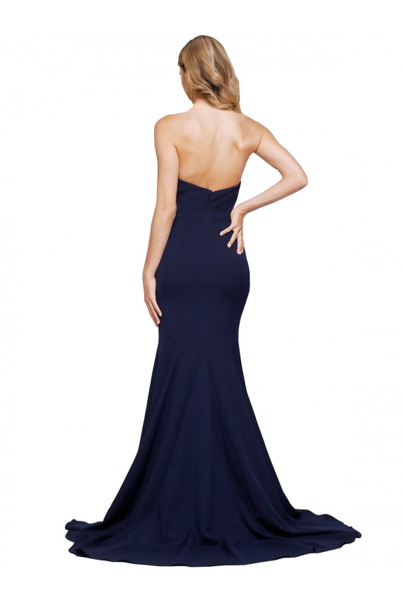 Buy Sleeveless Sweetheart Low Back Stretch Crepe A-Line Formal Gowns UK