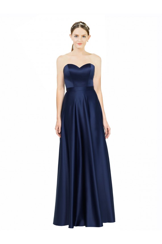 Buy Sleeveless Sweetheart Low Back Stretch Satin A-Line Black Tie Formal Dress UK