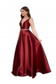 Buy Sleeveless V-Neck V-Back Satin A-Line Formal Plus Size Formal Dress UK
