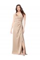 Buy Sleeveless Champagne Pink Spaghetti Straps Low Back Silky Satin A-Line Formal Dress UK