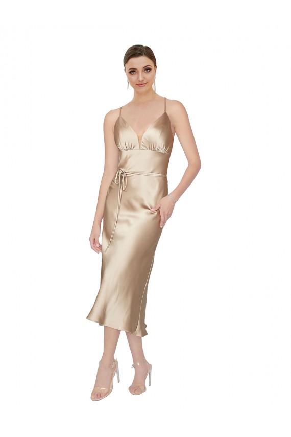Buy Sleeveless V-Neck Silky Satin A-Line Formal Dresses UK