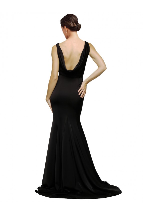 Buy Sleeveless V-Neck Low Back Silky Satin A-Line Formal Gowns UK