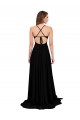 Buy Sleeveless V-Neck Open Back Spandex A-Line Black Tie Formal Dress UK