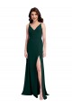 Buy Sleeveless Midnight Green V-Neck V-Back Stretch Crepe A-Line Formal Gowns UK