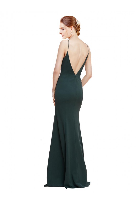Buy Sleeveless Pink V-Neck V-Back Stretch Crepe A-Line Formal Gowns UK