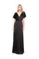 Buy Cap Sleeves V-Neck Open Back Stretch Satin A-Line Formal Dress UK