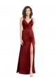 Buy Sleeveless V-Neck V-Back Stretch Satin A-Line Formal Dress UK