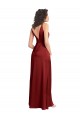 Buy Sleeveless V-Neck V-Back Stretch Satin A-Line Formal Dress UK