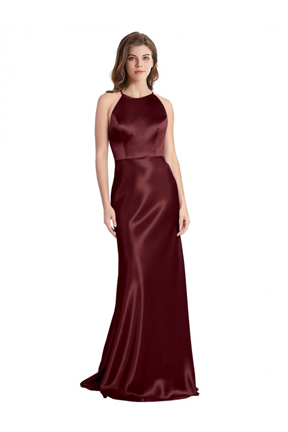 Buy Sleeveless Spaghetti Straps Stretch Satin A-Line Formal Dress UK