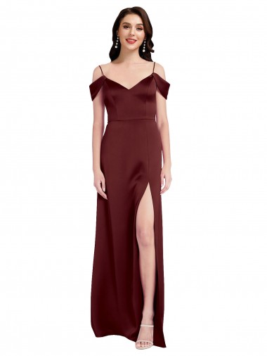 Buy Sleeveless Off the Shoulder Stretch Satin A-Line Formal Dress UK