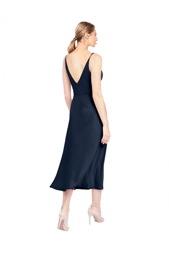 Buy Sleeveless V-Neck V-Back Stretch Satin A-Line Formal Gowns UK
