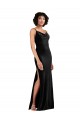 Buy Sleeveless Cowl Neck Low Back Stretch Velvet Column Black Tie Formal Dress UK