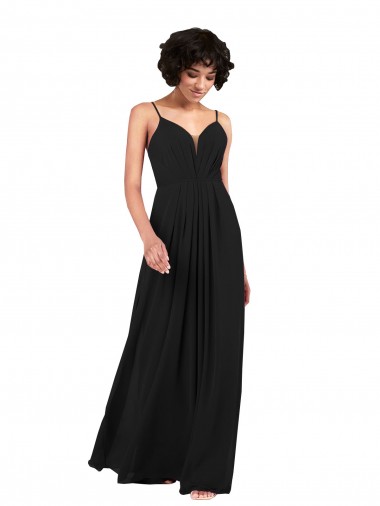 Buy Sleeveless V-Neck Criss Cross Open Back Chiffon Column Formal Dress UK