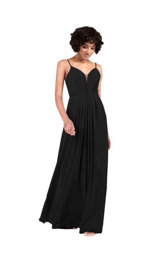 Buy Sleeveless V-Neck Criss Cross Open Back Chiffon Column Formal Dress UK