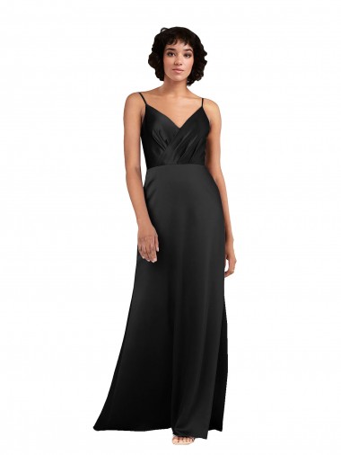 Buy Sleeveless V-Neck Silky Satin Column Formal Dress UK