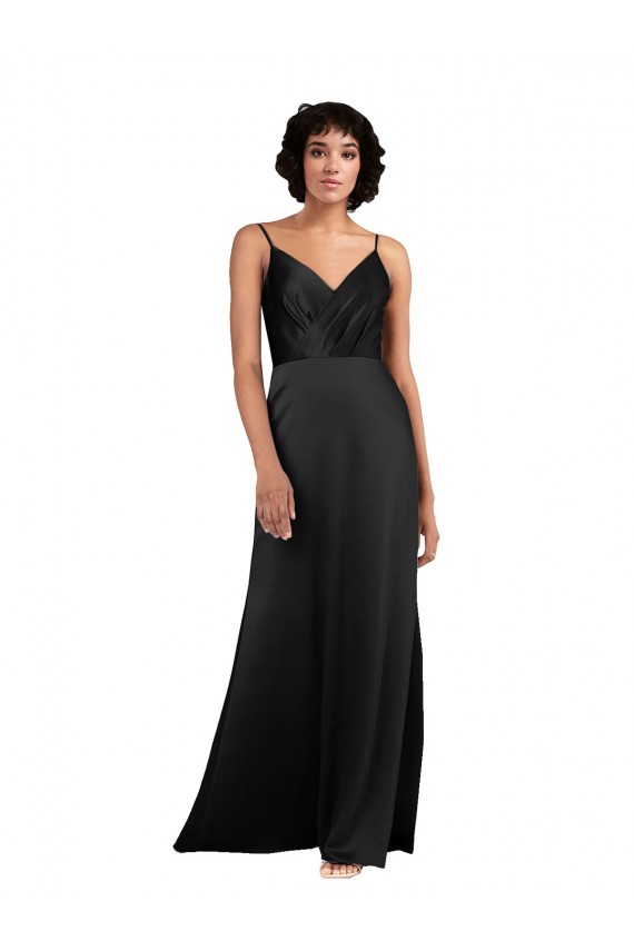 Buy Sleeveless V-Neck Silky Satin Column Formal Dress UK
