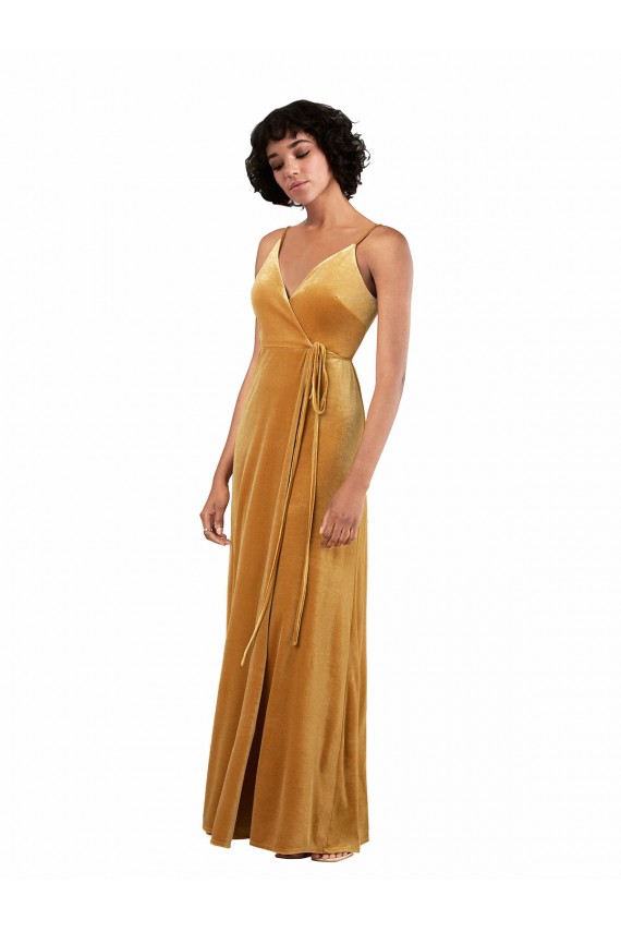 Buy Sleeveless V-Neck V-Back Stretch Velvet Column Black Tie Formal Dress UK