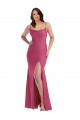 Buy Sleeveless Spaghetti Straps Tie Back Silky Satin Mermaid Formal Plus Size Formal Dress UK