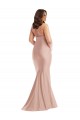 Buy Sleeveless Halter Neck Open Back Silky Satin Mermaid Formal Plus Size Formal Dress UK