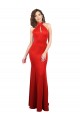 Buy Sleeveless Halter Neck Keyhole Back Stretch Satin Mermaid Formal Dress UK
