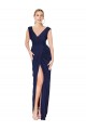 Buy Sleeveless Dark Navy V-Neck V-Back Chiffon Mermaid Formal Gowns UK
