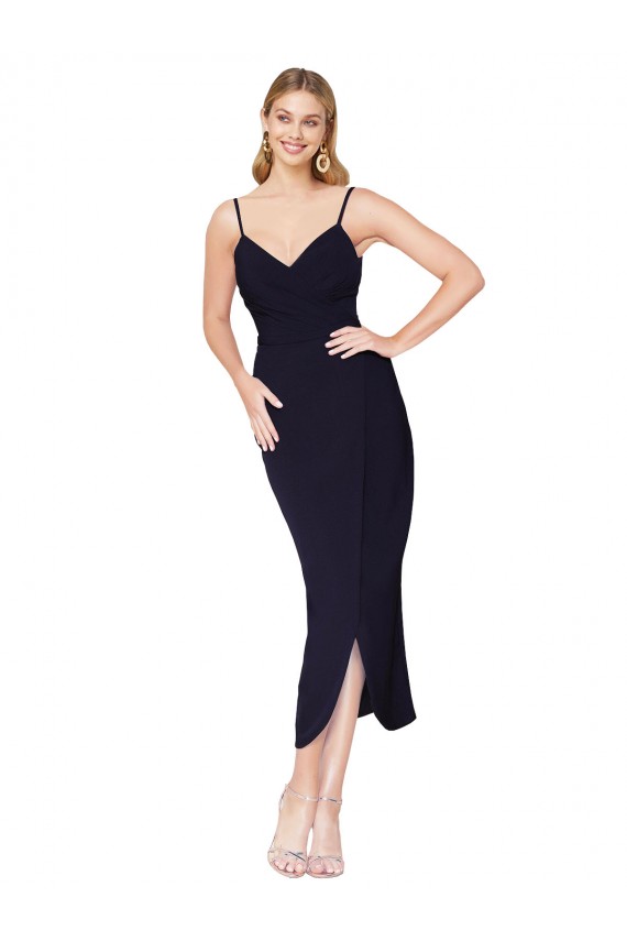 Buy Sleeveless Spaghetti Straps V-Back Stretch Crepe Mermaid Formal Dress UK