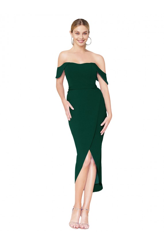 Buy Sleeveless Off the Shoulder Stretch Crepe Mermaid High Low Formal Dress UK