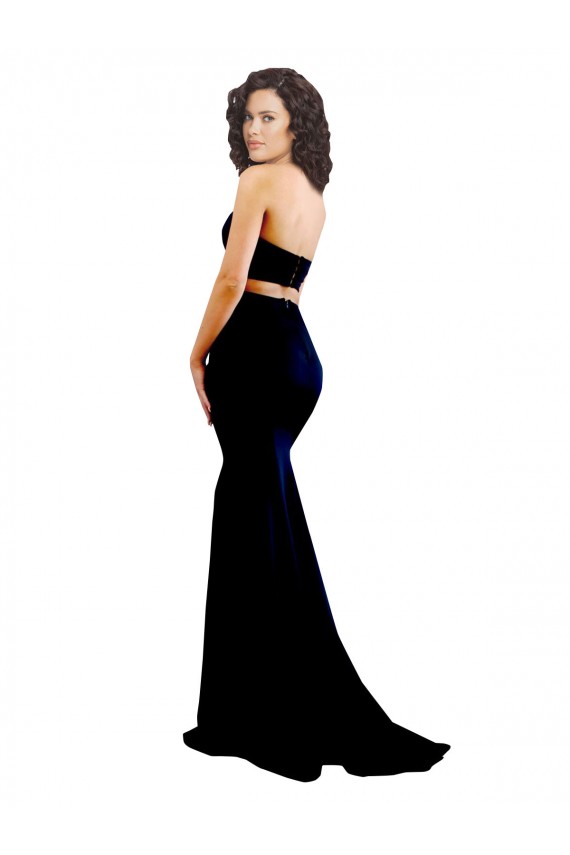 Buy Sleeveless High Neck Low Back Stretch Crepe Mermaid Formal Dress UK