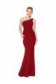 Buy Sleeveless Burgundy One Shoulder Stretch Crepe Mermaid Formal Dress UK