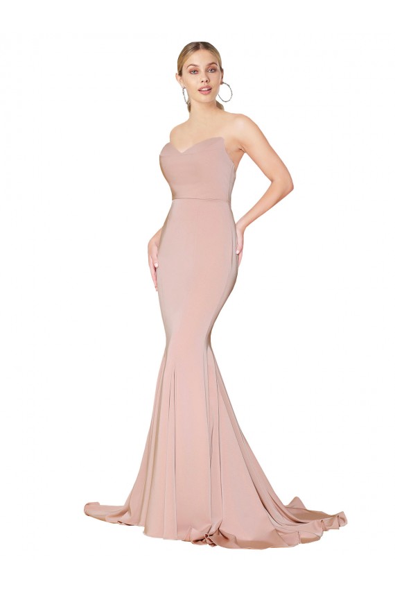 Buy Sleeveless Mauve Sweetheart Low Back Stretch Crepe Mermaid Formal Dress UK