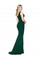 Buy Sleeveless Midnight Green V-Neck Stretch Crepe Mermaid Formal Dress UK