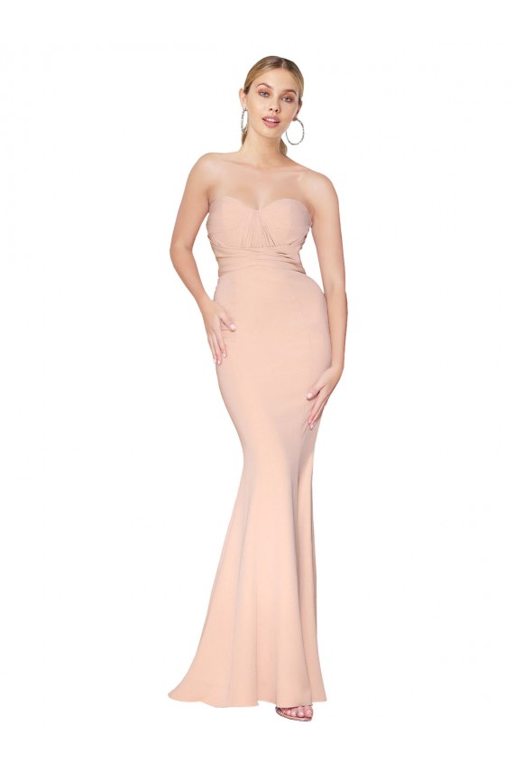 Buy Sleeveless Nude Sweetheart Stretch Crepe Mermaid Formal Dress UK