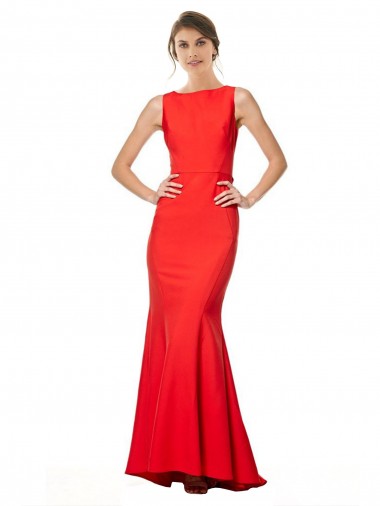 Buy Sleeveless Halter Neck Open Back Stretch Crepe Mermaid Formal Dress UK