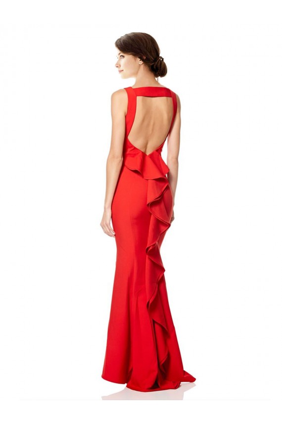 Buy Sleeveless Halter Neck Open Back Stretch Crepe Mermaid Formal Dress UK