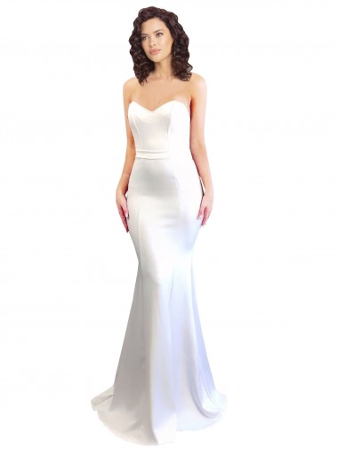 Buy Sleeveless White Sweetheart Low Back Stretch Crepe Mermaid Formal Dress UK