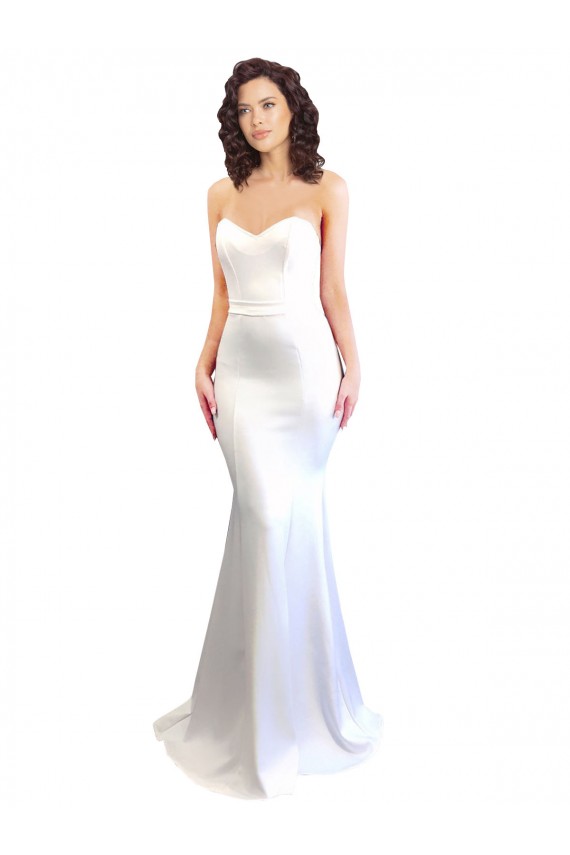 Buy Sleeveless White Sweetheart Low Back Stretch Crepe Mermaid Formal Dress UK