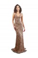 Buy Sleeveless Rose Gold V-Neck Backless Stretch Crepe & Sequin Tulle Mermaid Formal Dress UK