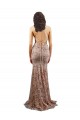 Buy Sleeveless Rose Gold V-Neck Backless Stretch Crepe & Sequin Tulle Mermaid Formal Dress UK