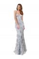 Buy Sleeveless Silver V-Neck Backless Stretch Crepe & Sequin Tulle Mermaid Formal Dress UK