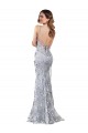 Buy Sleeveless Silver V-Neck Backless Stretch Crepe & Sequin Tulle Mermaid Formal Dress UK