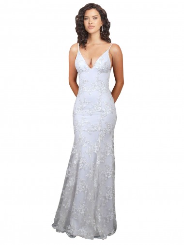 Buy Sleeveless White V-Neck Backless Stretch Crepe & Sequin Tulle Mermaid Formal Dress UK