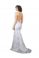 Buy Sleeveless White V-Neck Backless Stretch Crepe & Sequin Tulle Mermaid Formal Dress UK