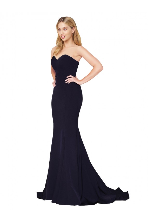Buy Sleeveless Dark Navy Sweetheart Stretch Crepe Mermaid Formal Dress UK