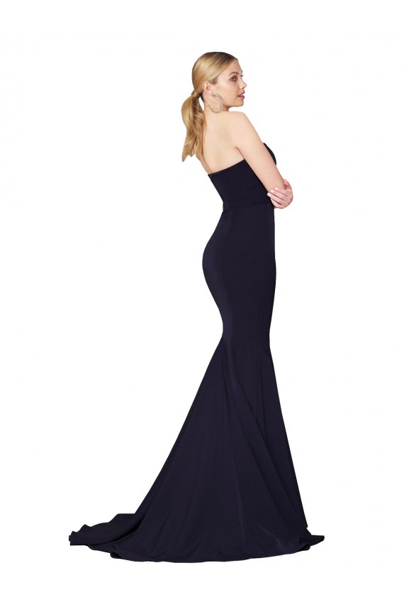 Buy Sleeveless Dark Navy Sweetheart Stretch Crepe Mermaid Formal Dress UK